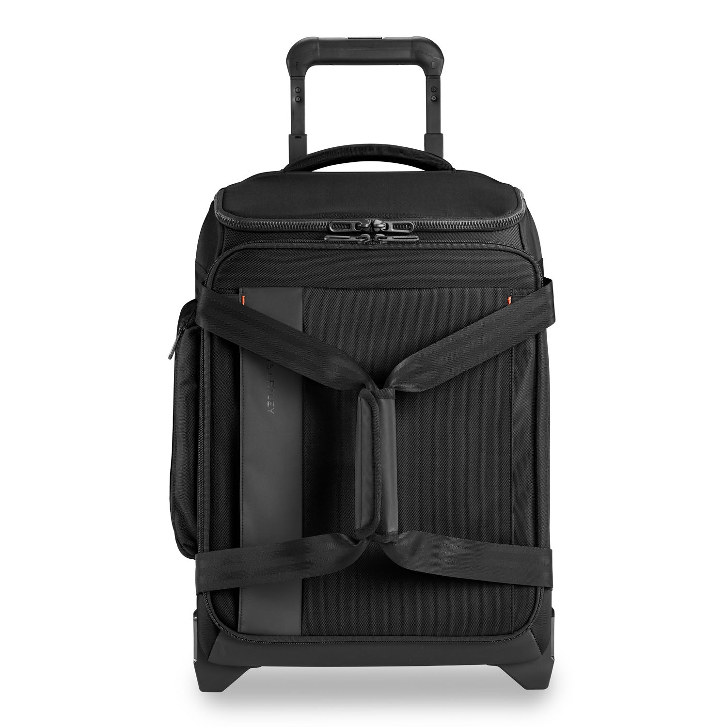 Briggs and Riley ZDX Rolling Carry-On Upright Duffle Black Front View #color_black