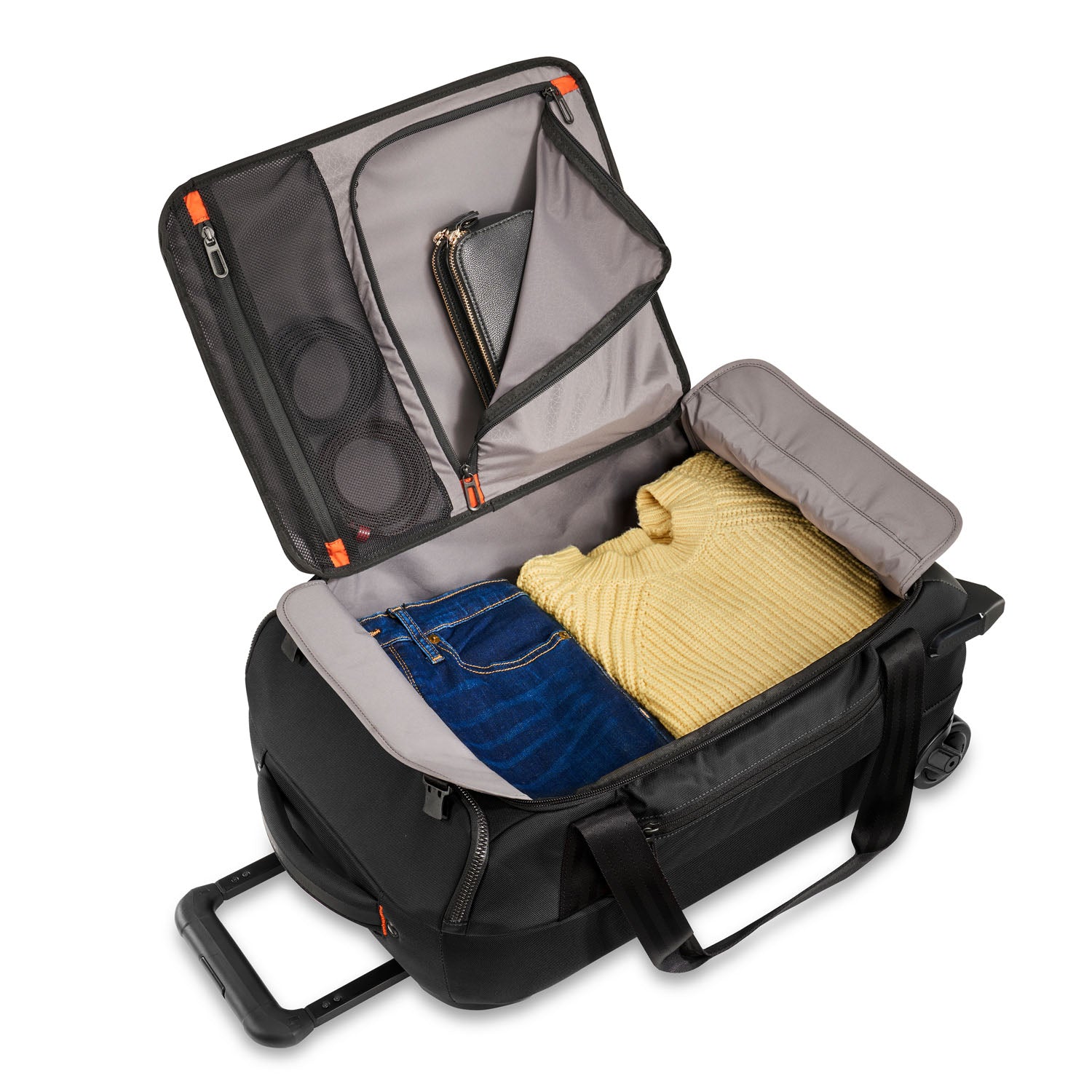 Upright duffel bag with rollers discount