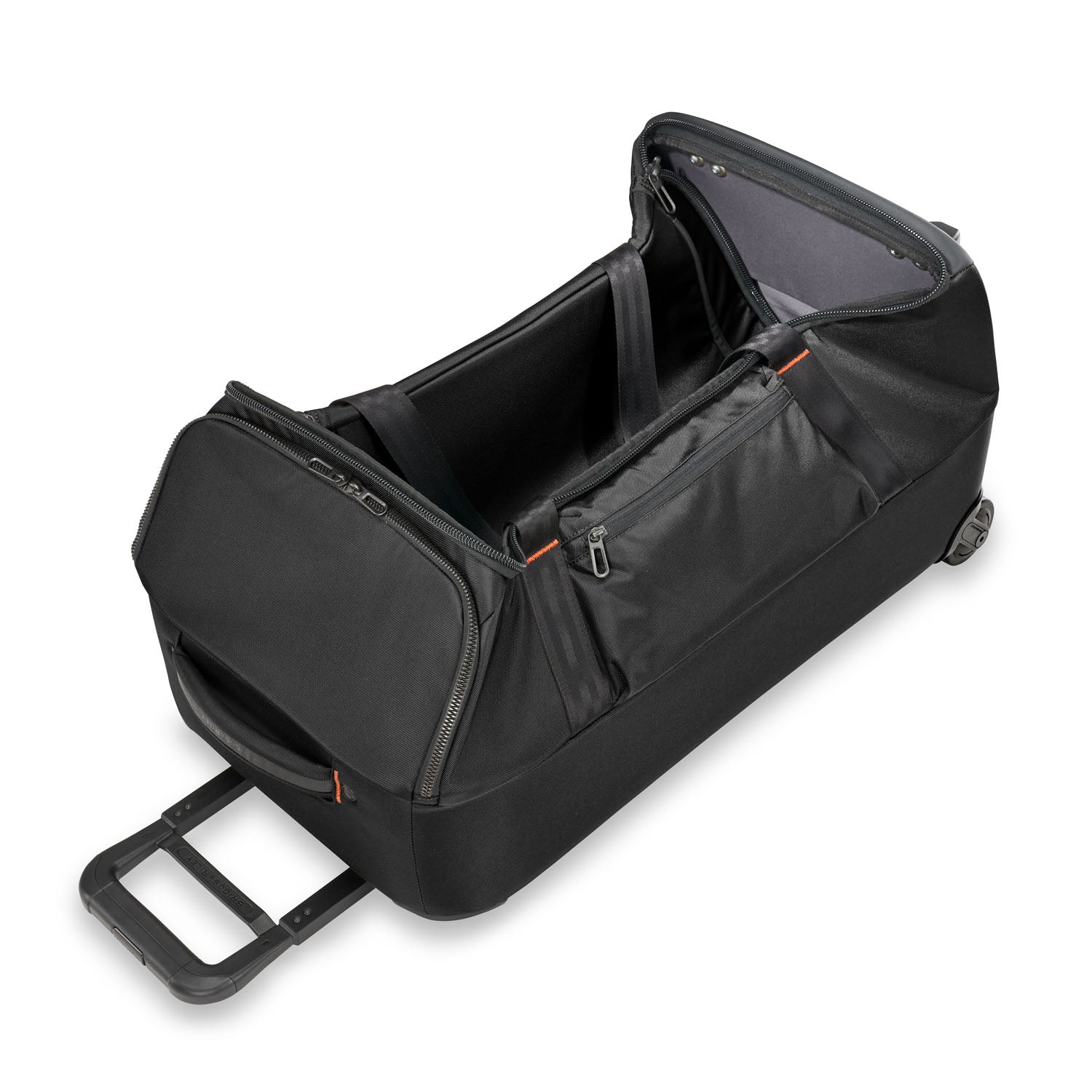 Briggs and Riley ZDX Medium Upright Duffle Black Partially Collapsed #color_black